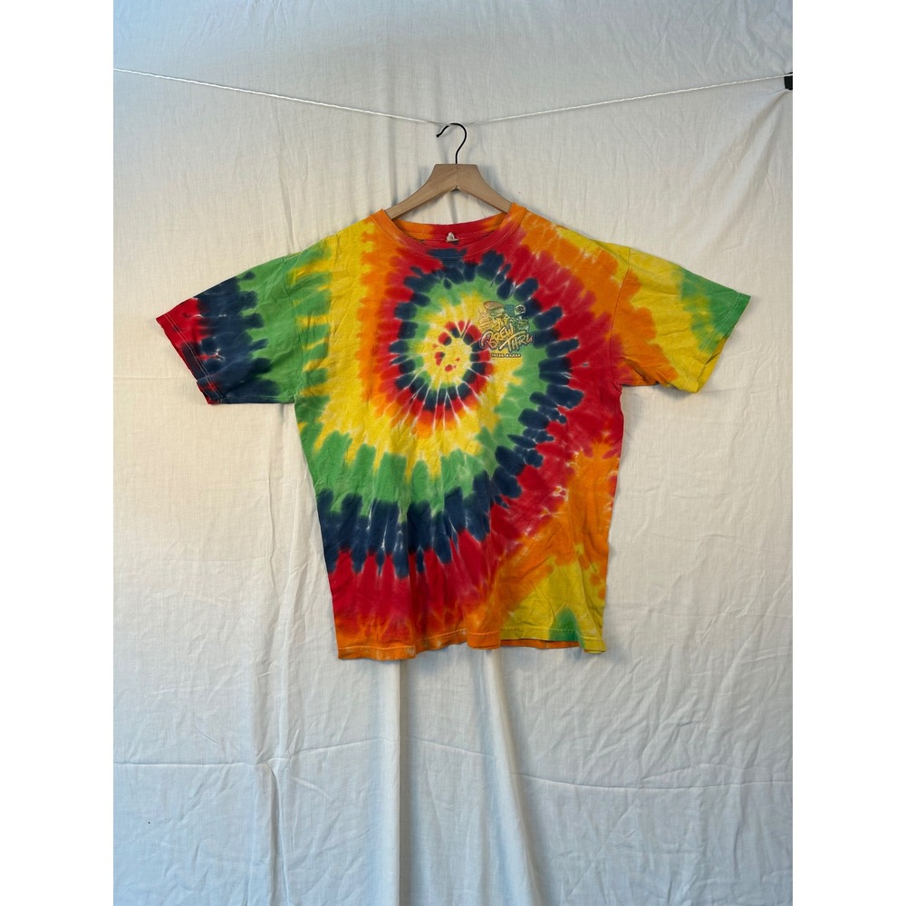 Anvil Brew Thru Outer Banks Tie Dye Graphic T-Shirt Mens Rainbow Swirl #2212